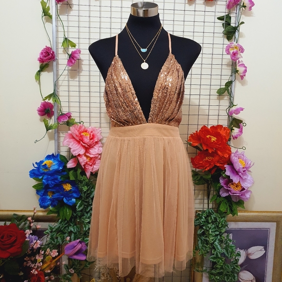 Showpo. Dresses & Skirts - 1 DAY SALE ONLY! ☆ SHOWPO. Rose Gold Sequence Mini Dress AU16 NWT